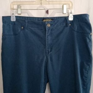 D Jeans Pants Women's 18w Teal Blue Stretch Mid-rise Skinny